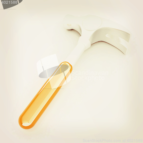 Image of Hammer on white background . 3D illustration. Vintage style.