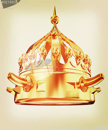 Image of Gold crown isolated on white background . 3D illustration. Vinta