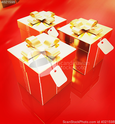 Image of Bright christmas gifts. 3D illustration. Vintage style.