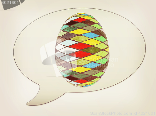 Image of messenger window icon and Easter Egg. 3D illustration. Vintage s