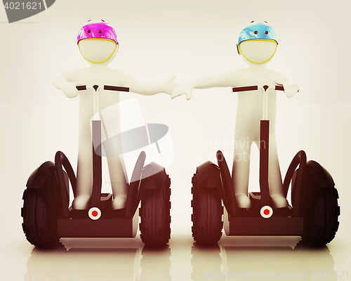 Image of 3d people in riding on a personal and ecological transport in he