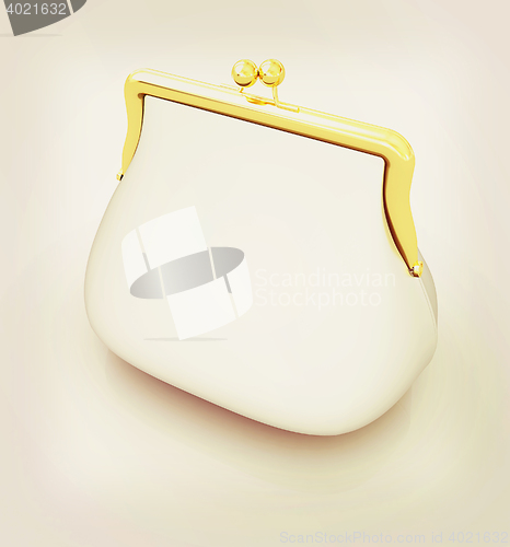 Image of Metallic purse. 3D illustration. Vintage style.