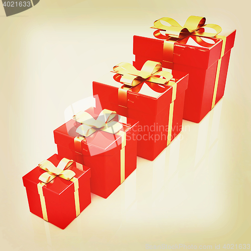 Image of Bright christmas gifts. 3D illustration. Vintage style.