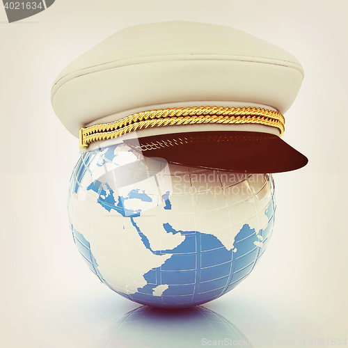 Image of Marine cap on Earth . 3D illustration. Vintage style.