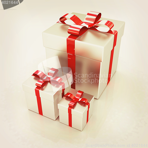 Image of gift boxes. 3D illustration. Vintage style.