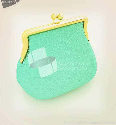 Image of Leather purse. 3D illustration. Vintage style.