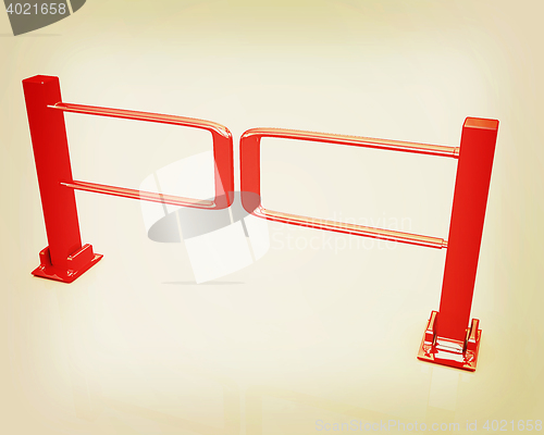 Image of Three-dimensional image of the turnstile. 3D illustration. Vinta