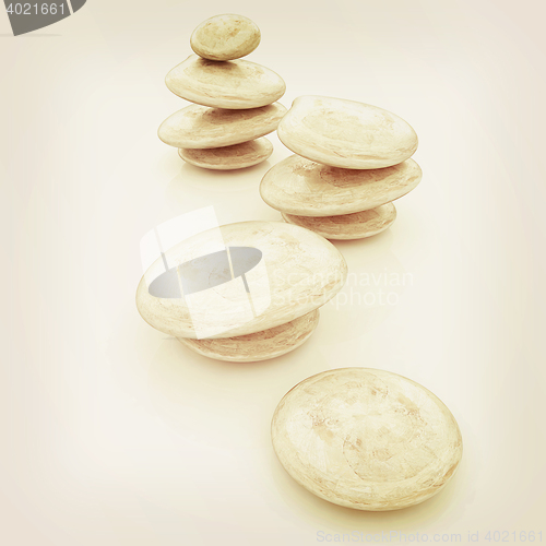 Image of Glossy spa stones. 3d icon . 3D illustration. Vintage style.