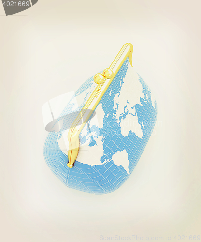 Image of Purse Earth. On-line concept. 3D illustration. Vintage style.