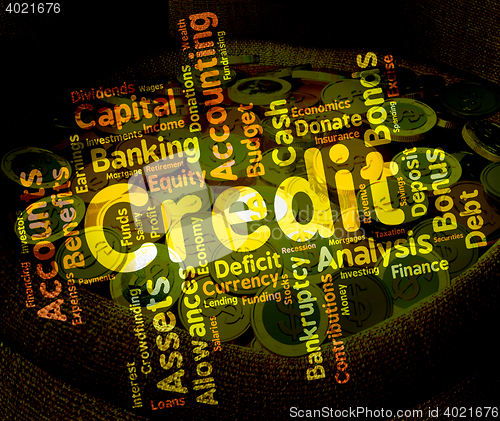 Image of Credit Word Means Debit Card And Bankcard