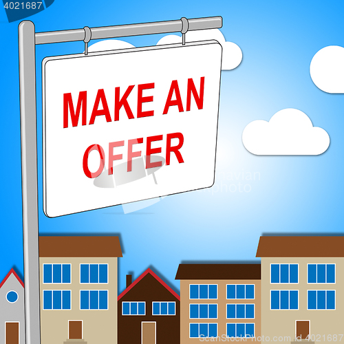 Image of House Offer Sign Represents Displaying Bungalow And Proposal