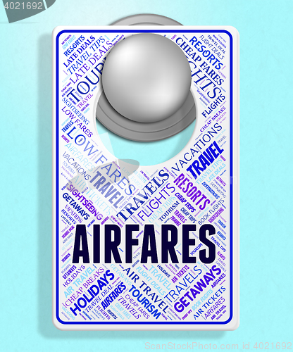 Image of Airfares Sign Shows Current Prices And Aeroplane