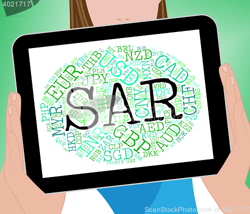 Image of Sar Currency Represents Saudi Arabian Riyals And Coinage