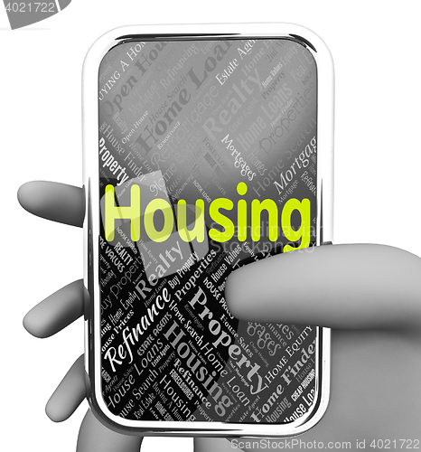 Image of Housing Online Represents Smartphone Network And Houses