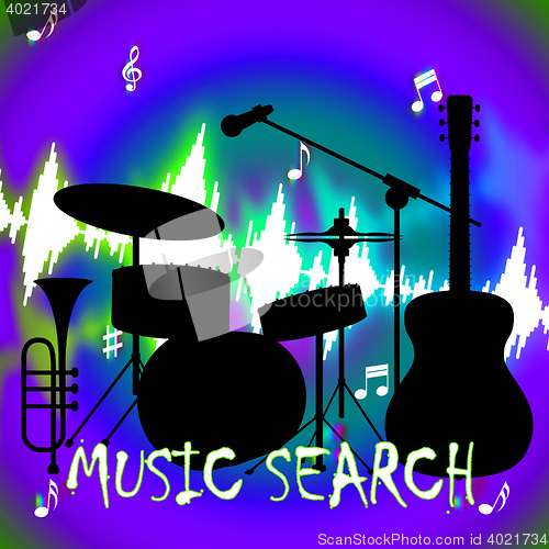 Image of Music Search Indicates Gathering Data And Acoustic