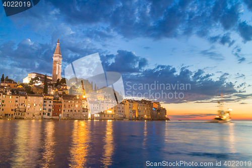 Image of Coastal town of Rovinj, Istria, Croatia in sunset.