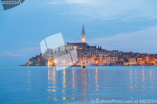 Image of Coastal town of Rovinj, Istria, Croatia in sunset.