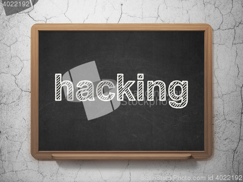 Image of Security concept: Hacking on chalkboard background
