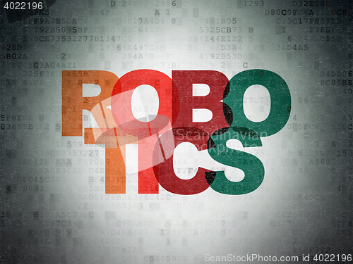 Image of Science concept: Robotics on Digital Data Paper background