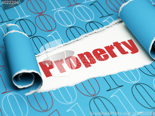 Image of Business concept: red text Property under the piece of  torn paper