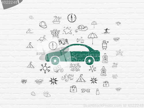 Image of Tourism concept: Car on wall background