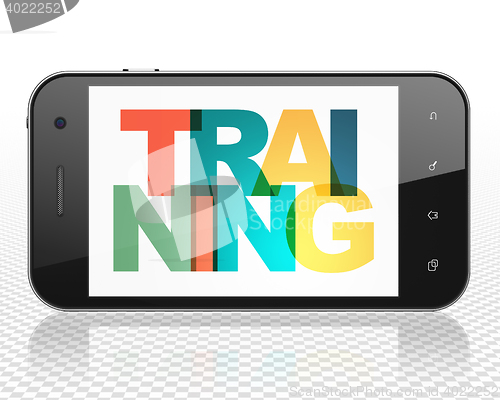 Image of Studying concept: Smartphone with Training on  display