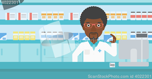 Image of Pharmacist showing some medicine.