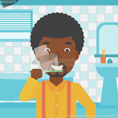 Image of Man brushing teeth.