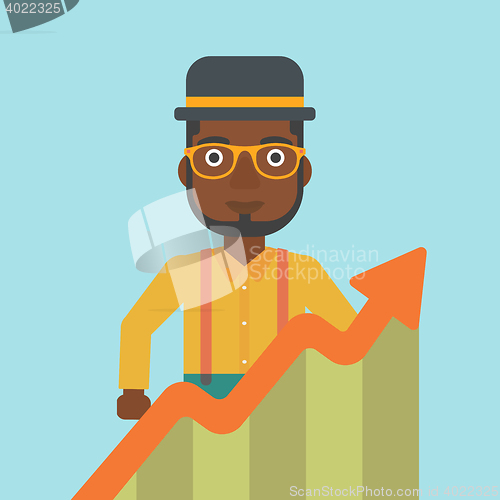 Image of Businessman with growing chart.