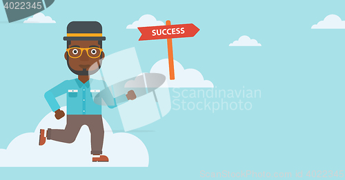 Image of Businessman moving to success vector illustration.