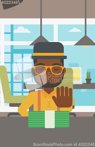 Image of Man refusing bribe vector illustration.