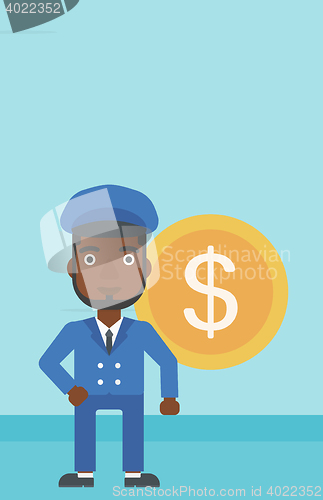 Image of Successful businessman with dollar coin.