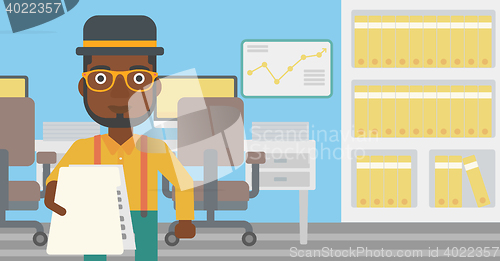 Image of Man giving resume vector illustration.