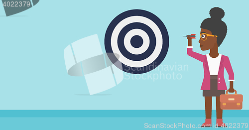 Image of Businesswoman and target board vector illustration