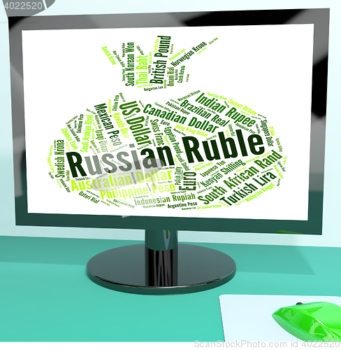 Image of Russian Ruble Shows Worldwide Trading And Foreign