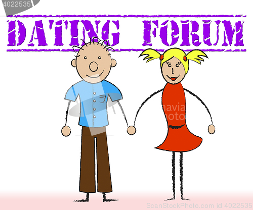 Image of Dating Forum Shows Group Discussion And Sweethearts