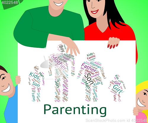 Image of Parenting Words Indicates Mother And Baby And Child