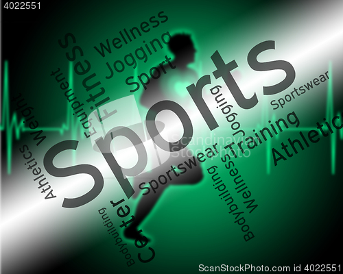 Image of Sports Word Shows Physical Activity And Exercising