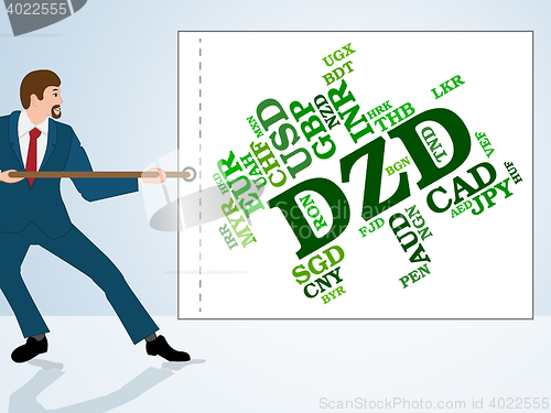 Image of Dzd Currency Shows Foreign Exchange And Banknote