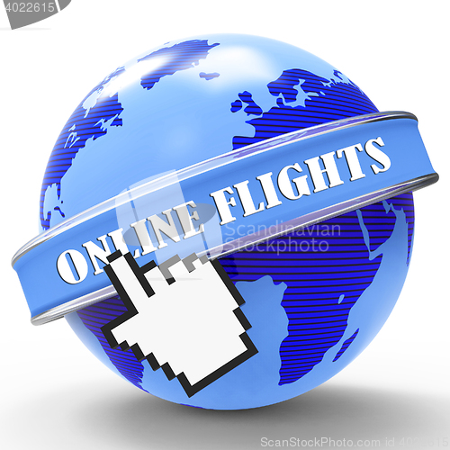 Image of Online Flights Indicates Web Site And Aircraft