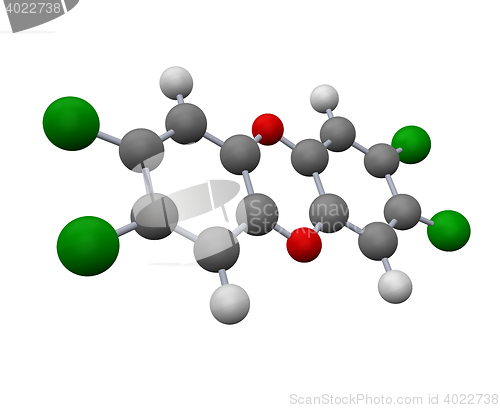 Image of dioxin molecule model - 3d rendering