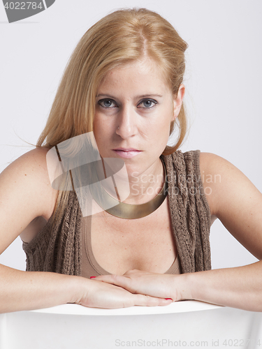 Image of stylish young woman posing in clear background