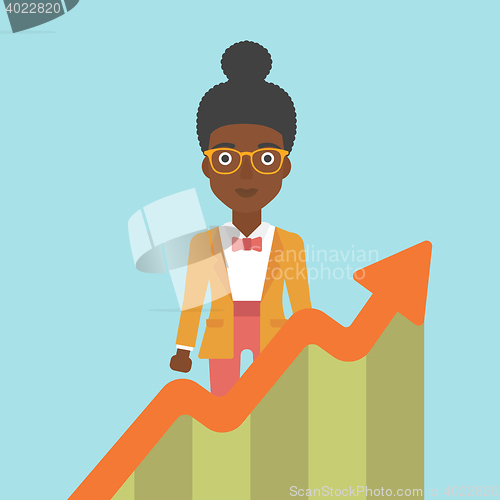 Image of Business woman with growing chart.