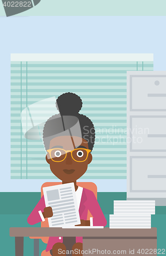 Image of HR manager checking files vector illustration.