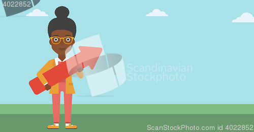 Image of Business woman with arrow up vector illustration.