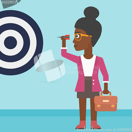 Image of Businesswoman and target board vector illustration