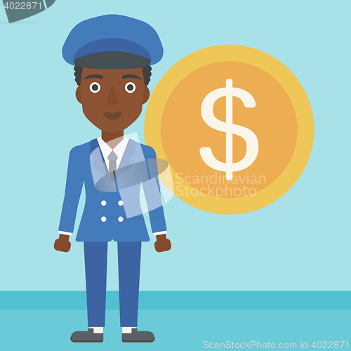 Image of Successful business woman with dollar coin.