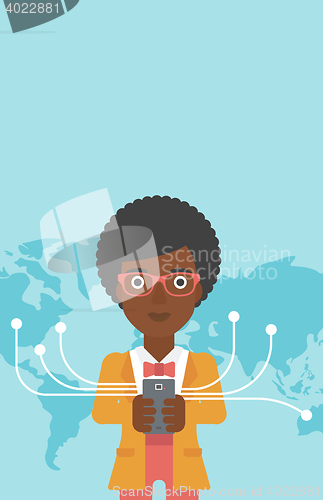 Image of Business woman using smartphone.