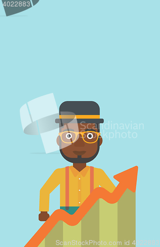 Image of Businessman with growing chart.