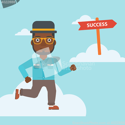 Image of Businessman moving to success vector illustration.